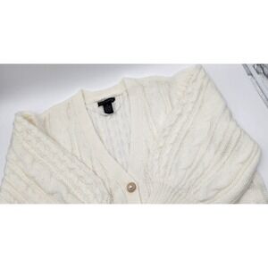 DESIGN365‎ Cream Cable Knit Button Up Cardigan Puff Sleeve Women's 2X XXL NWT